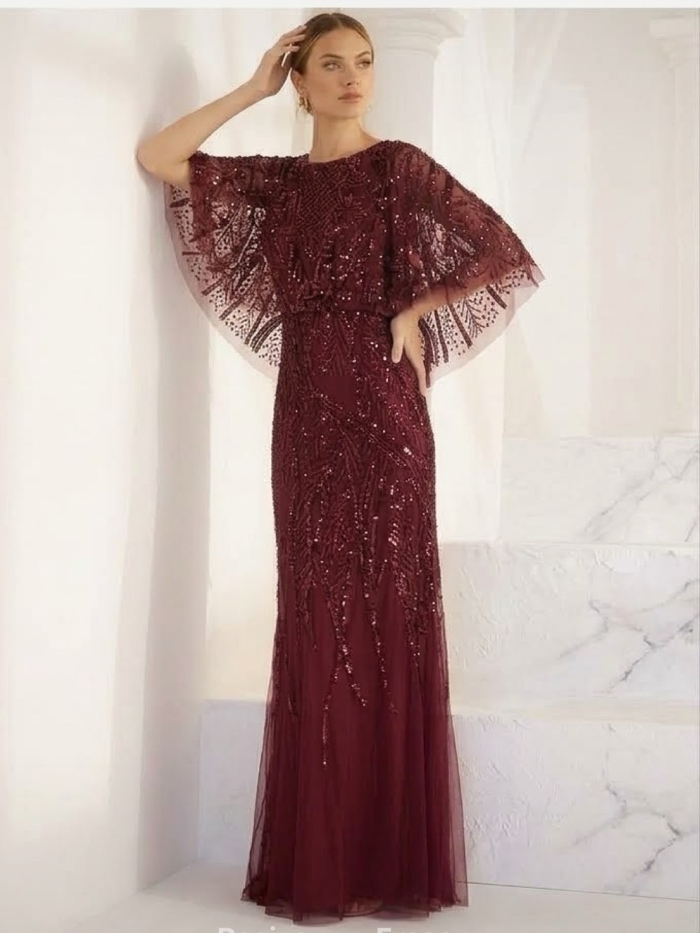 Adrianna Papell pop over beaded long gown
